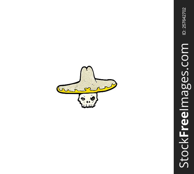 cartoon skull wearing mexican hat