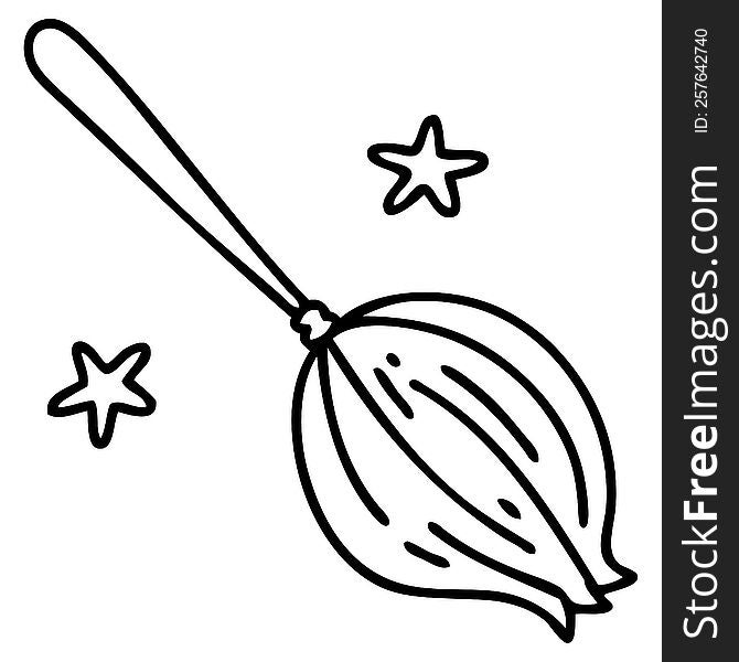 line doodle of a magic broomstick sweeping