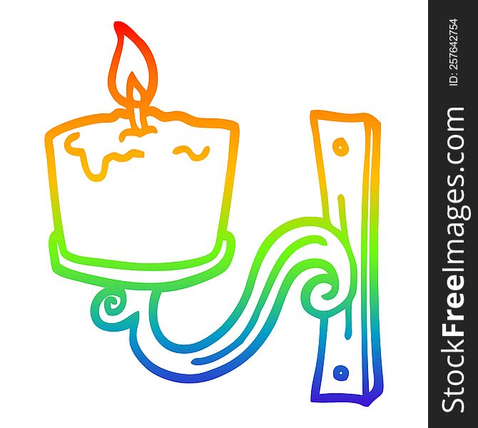 Rainbow Gradient Line Drawing Cartoon Old Candle Holder