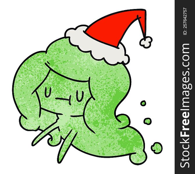 Christmas Textured Cartoon Of Kawaii Ghost
