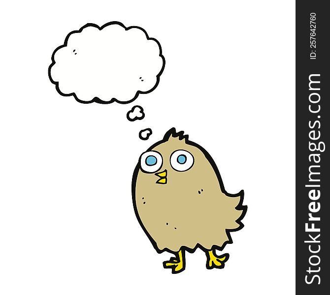 Cartoon Happy Bird With Thought Bubble