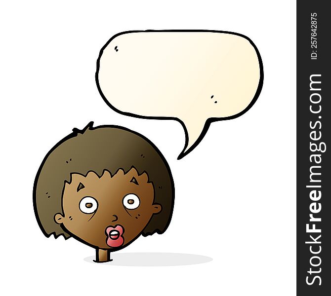 Cartoon Shocked Woman With Speech Bubble