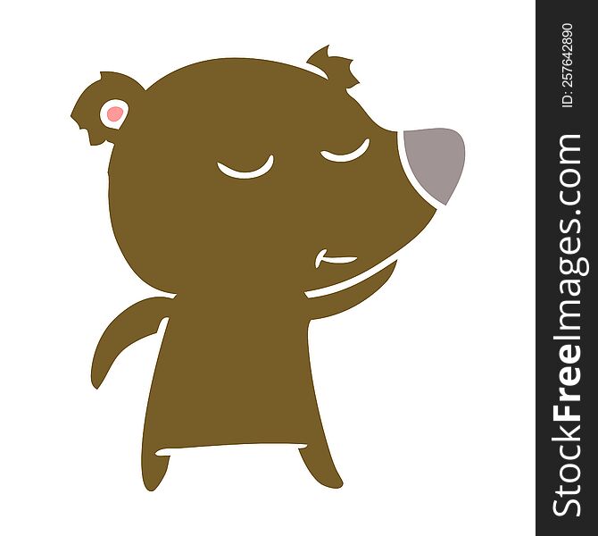 happy flat color style cartoon bear