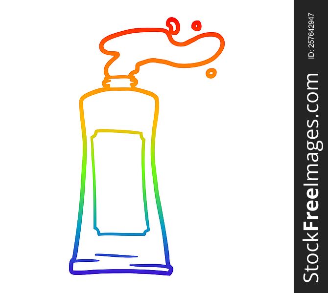 rainbow gradient line drawing of a cartoon cream in tube