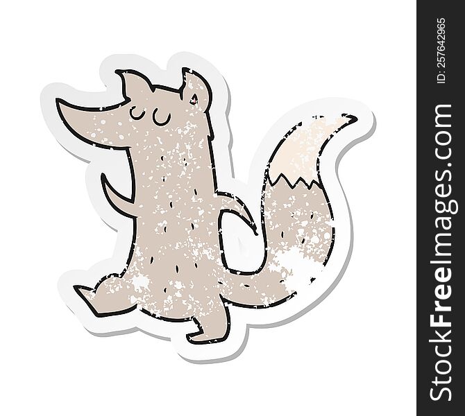 retro distressed sticker of a cartoon cute wolf