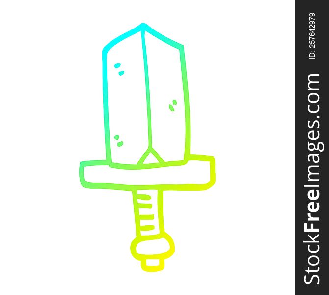 Cold Gradient Line Drawing Cartoon Jeweled Dagger