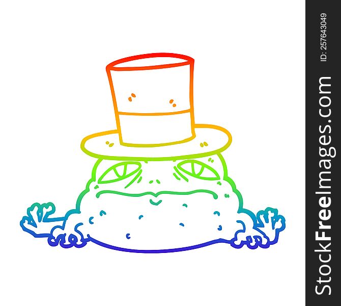 rainbow gradient line drawing of a cartoon rich toad