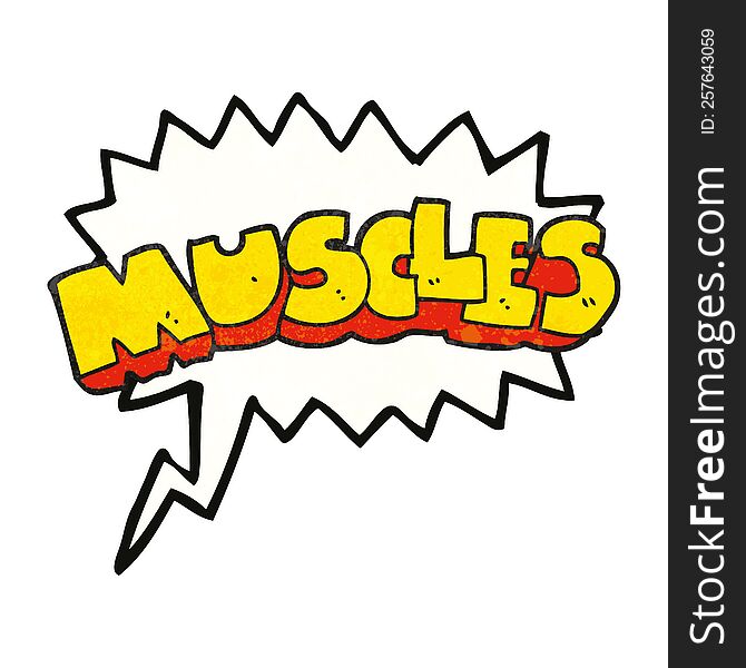 Speech Bubble Textured Cartoon Muscles Symbol