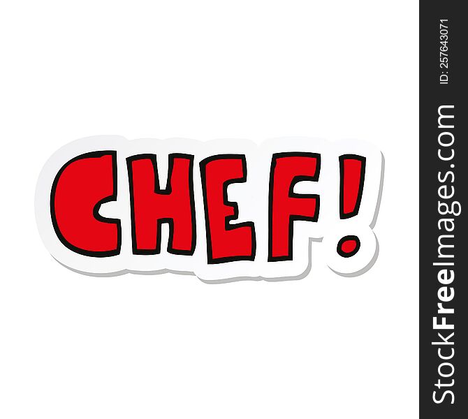 sticker of a cartoon word chef