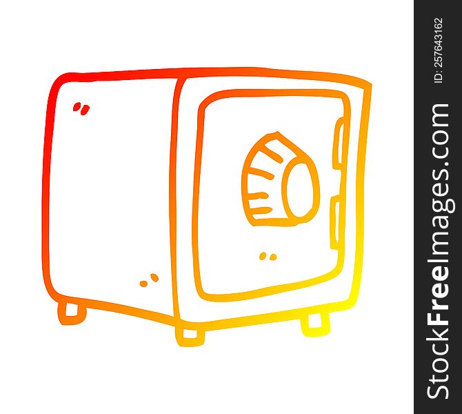 warm gradient line drawing of a cartoon locked safe