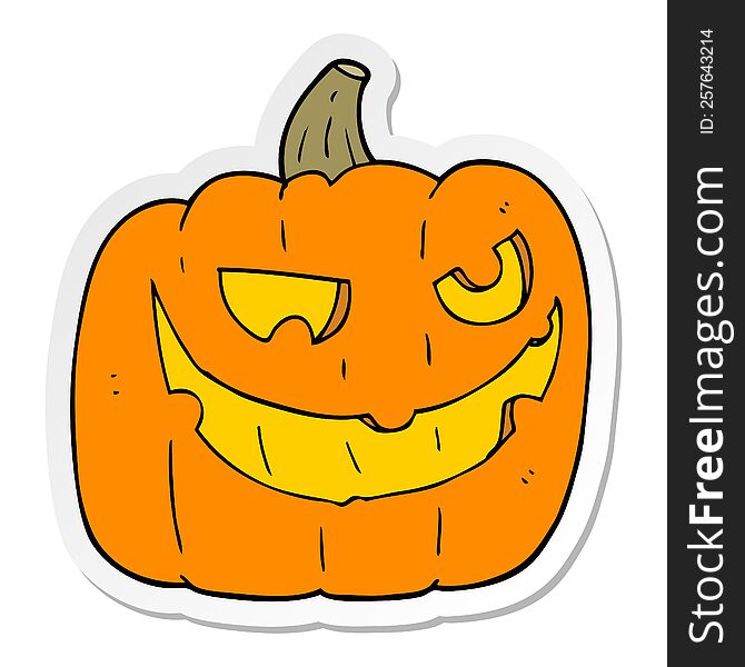 sticker of a cartoon halloween pumpkin