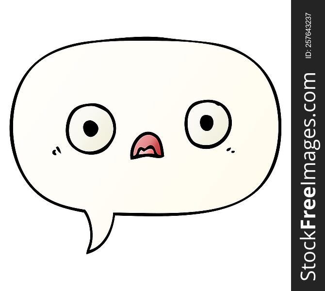 Cute Cartoon Face And Speech Bubble In Smooth Gradient Style