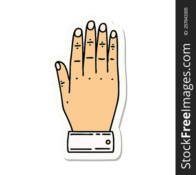 sticker of tattoo in traditional style of a hand. sticker of tattoo in traditional style of a hand