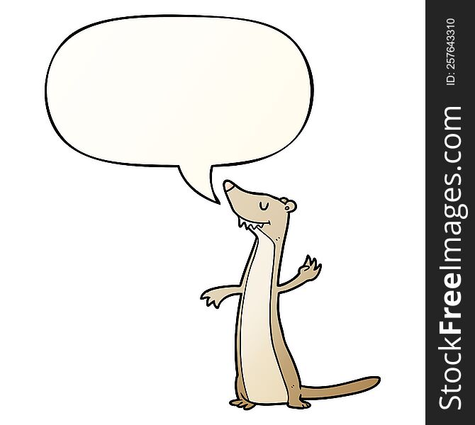 Cartoon Weasel And Speech Bubble In Smooth Gradient Style