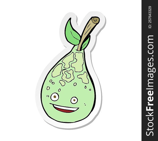 Sticker Of A Happy Pear Cartoon