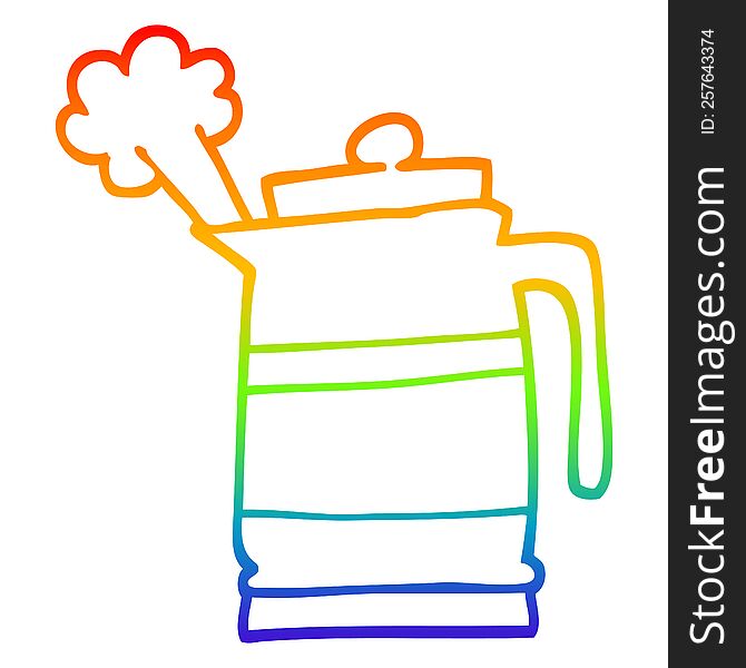 rainbow gradient line drawing of a cartoon kettle