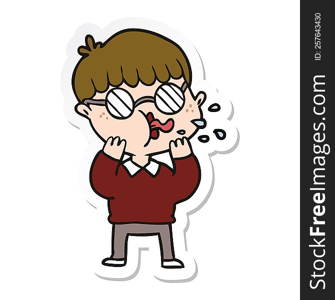 sticker of a cartoon boy wearing spectacles