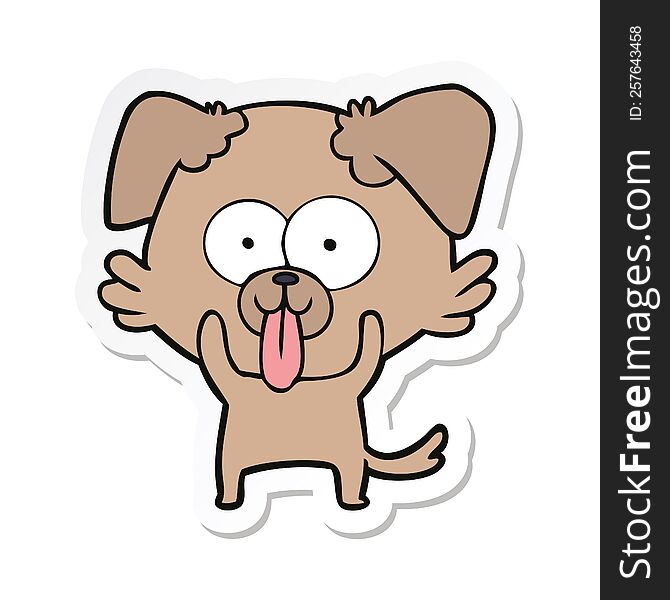 sticker of a cartoon dog with tongue sticking out