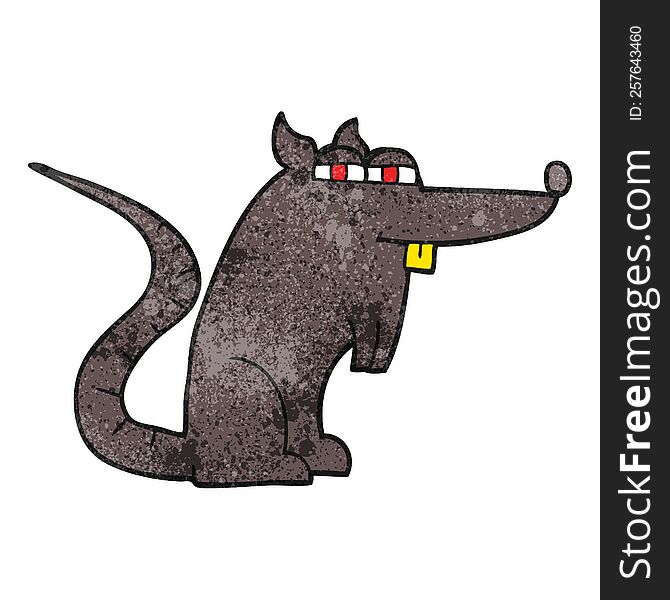 freehand textured cartoon evil rat