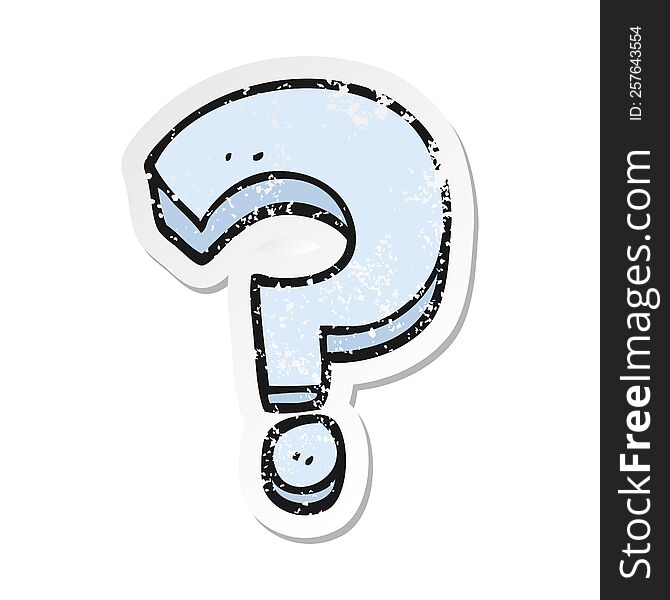 retro distressed sticker of a cartoon question mark