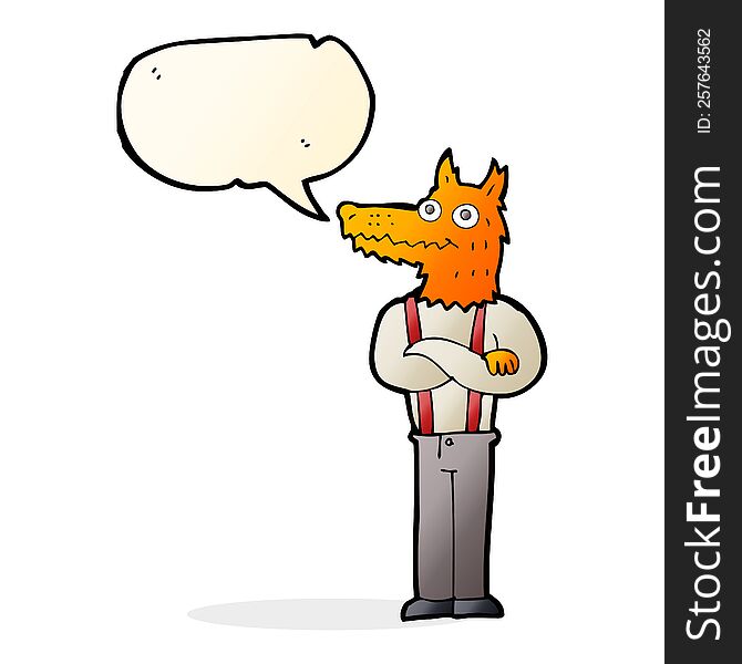 Cartoon Funny Fox With Speech Bubble