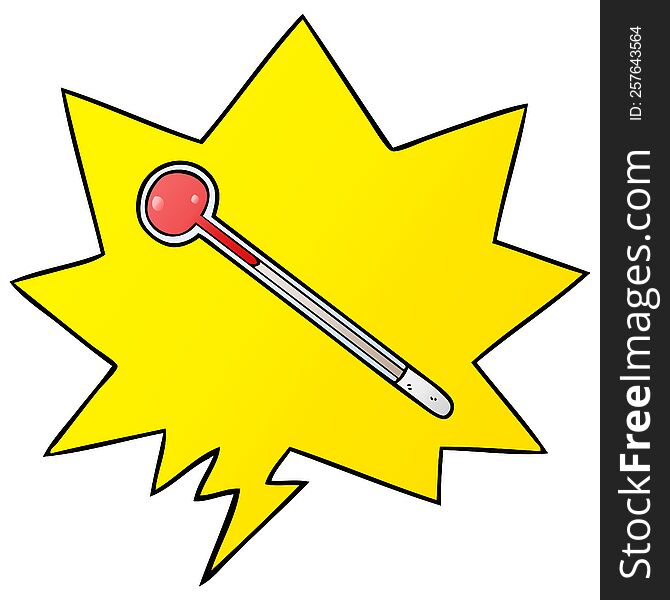 cartoom thermometer with speech bubble in smooth gradient style