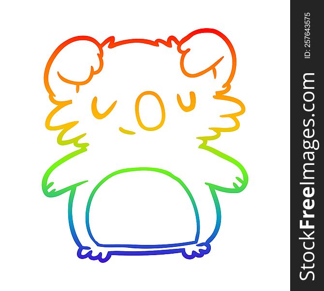 rainbow gradient line drawing of a cute koala