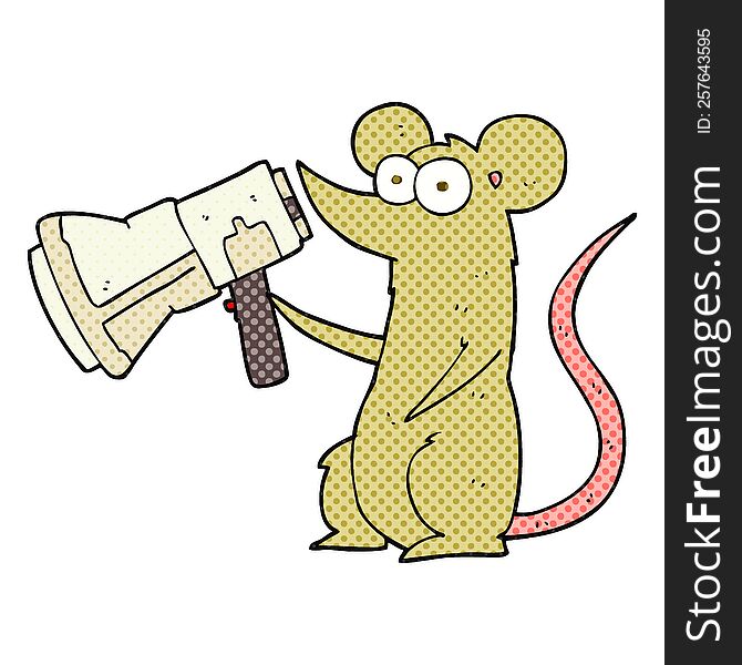 Comic Book Style Cartoon Mouse With Megaphone