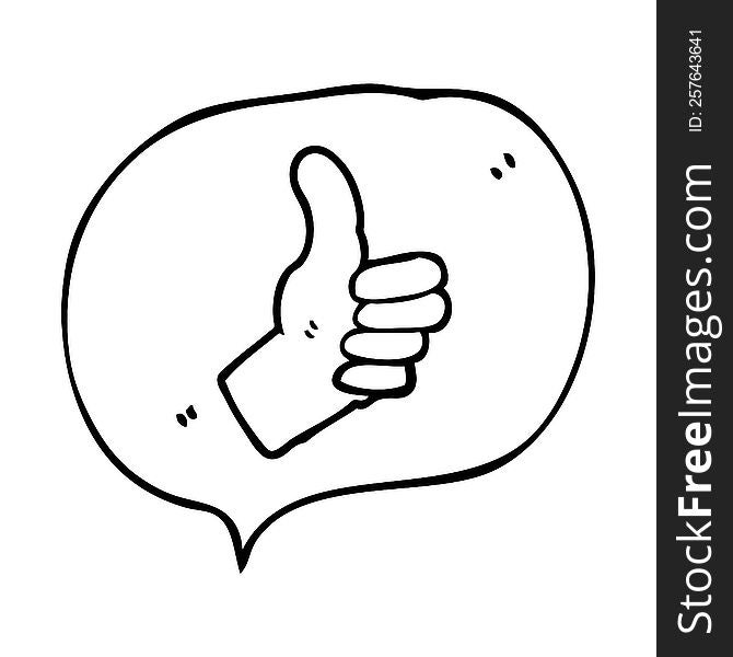 freehand drawn speech bubble cartoon thumbs up sign