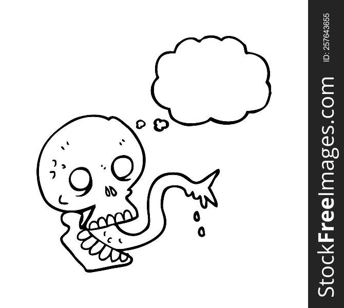 freehand drawn thought bubble cartoon spooky halloween skull
