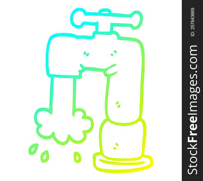 Cold Gradient Line Drawing Cartoon Pouring Faucet