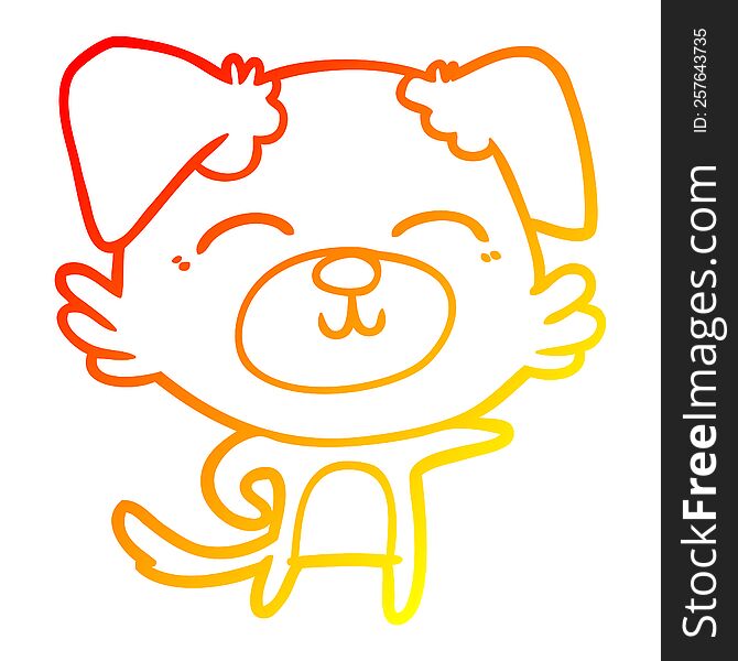 warm gradient line drawing of a cartoon dog pointing