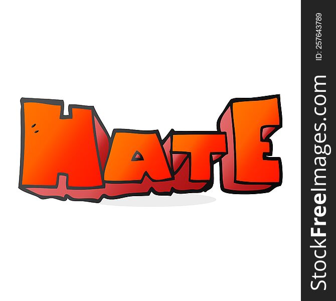 freehand drawn cartoon word Hate