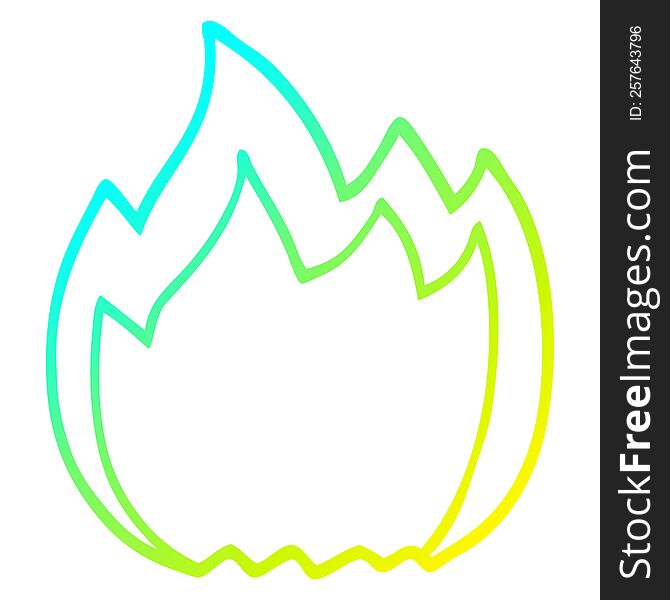 Cold Gradient Line Drawing Cartoon Open Flame