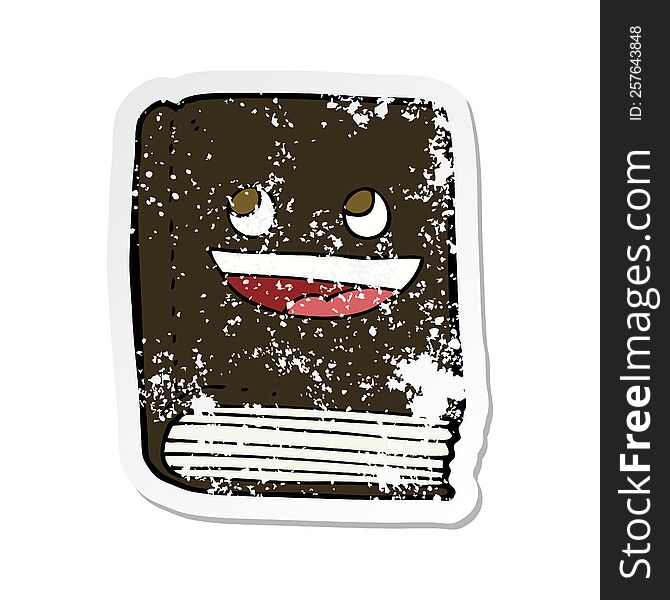 Retro Distressed Sticker Of A Cartoon Happy Book