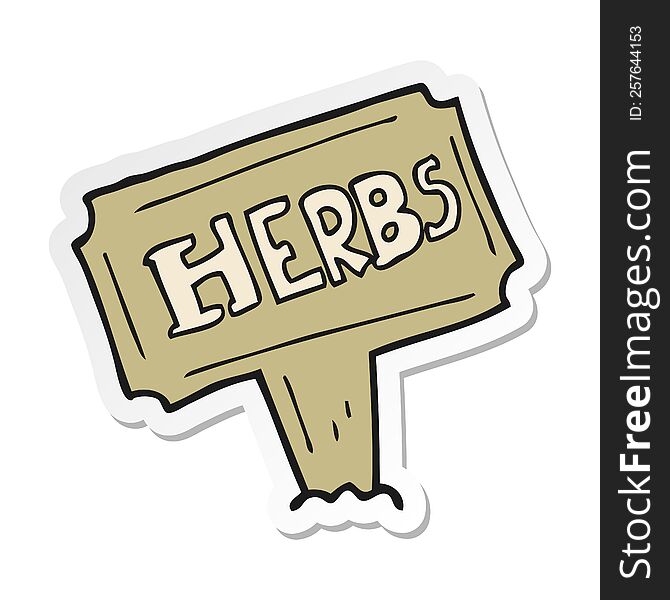 sticker of a cartoon herbs sign