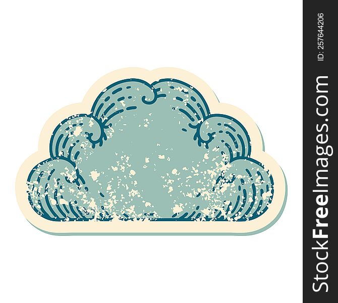 Distressed Sticker Tattoo Style Icon Of A Cloud