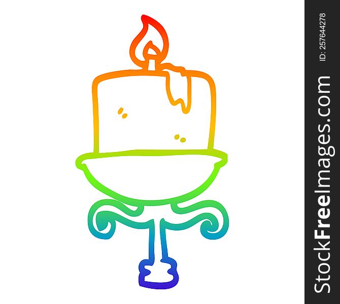 rainbow gradient line drawing of a cartoon old candlestick