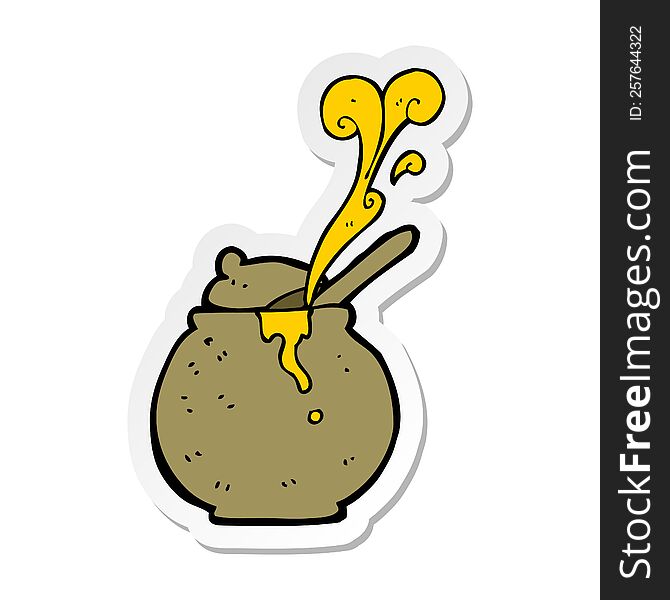 Sticker Of A Cartoon Honey Pot