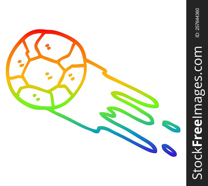 Rainbow Gradient Line Drawing Cartoon Soccer Ball