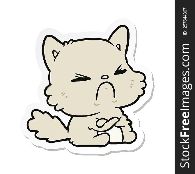 sticker of a cartoon angry cat