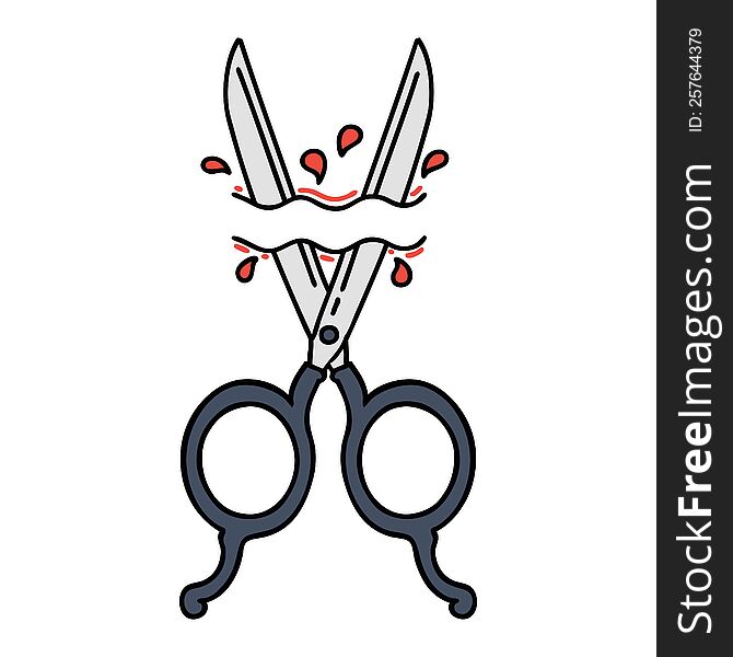 Traditional Tattoo Of Barber Scissors