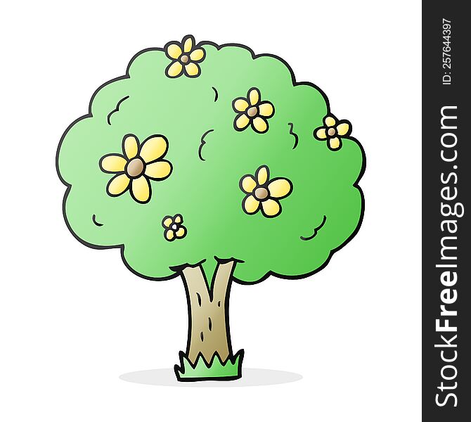 cartoon tree with flowers