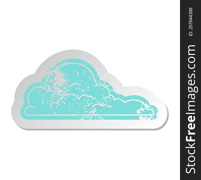 Distressed Old Sticker Of White Large Clouds