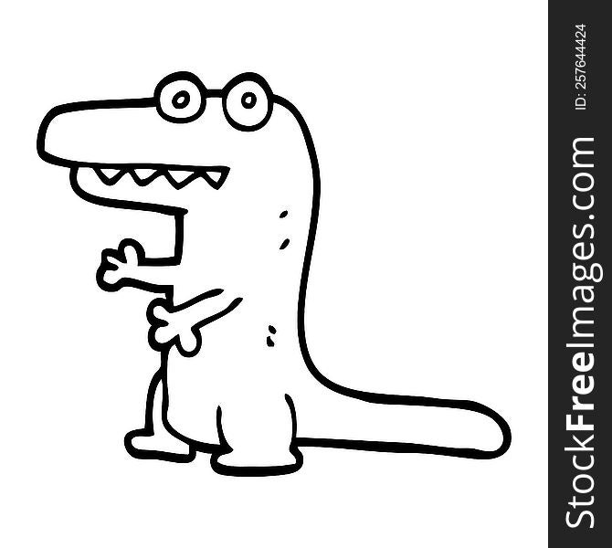 line drawing cartoon crazy alligator