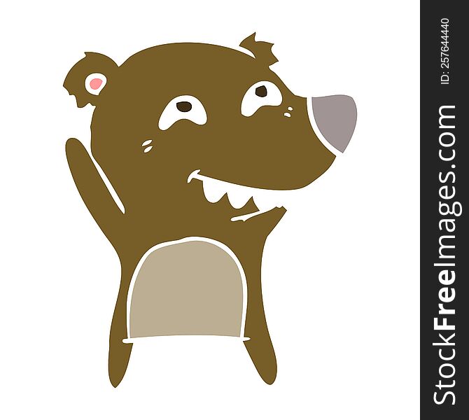 flat color style cartoon bear showing teeth