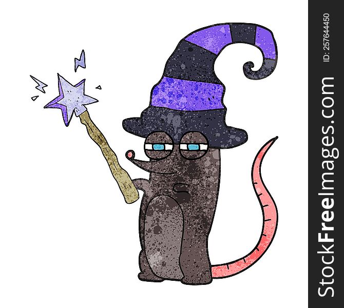 freehand textured cartoon magic witch mouse