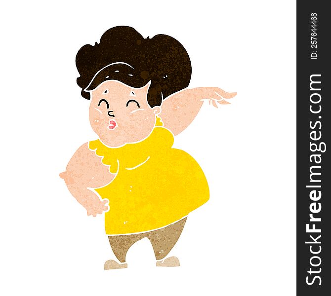 Cartoon Happy Overweight Lady