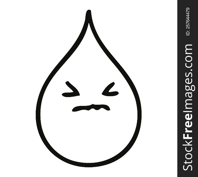 Quirky Line Drawing Cartoon Emotional Rain Drop