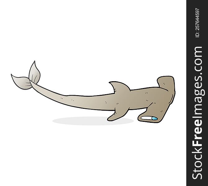 freehand drawn cartoon hammerhead shark